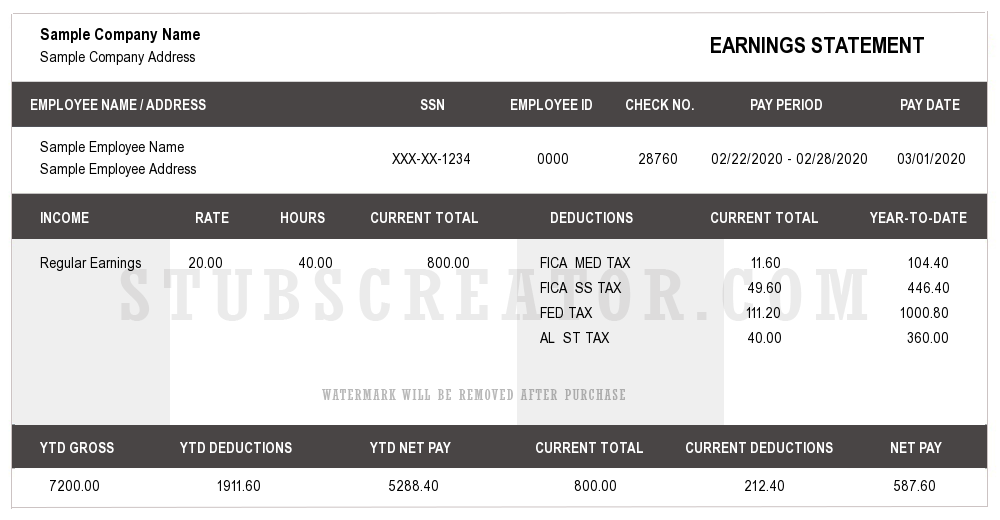 Black Strip PayStub Template stubscreator.com black strip template